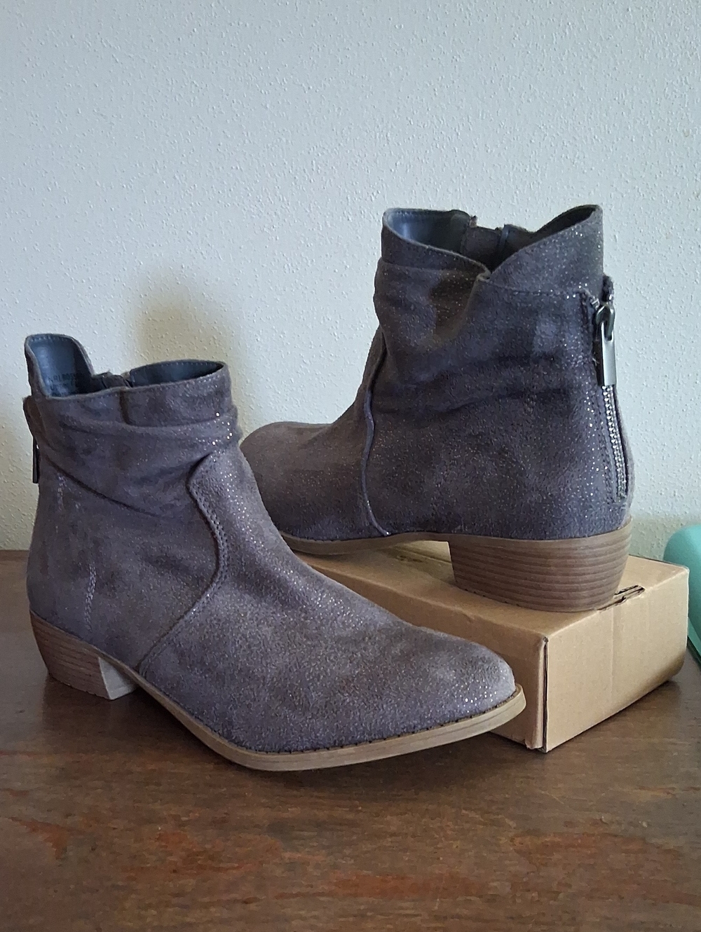 Size 10 Sparkly Ankle Booties - Back & Side Zips